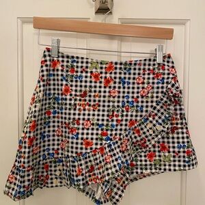 Lush Shorts/Skirt with Floral Checkered Design